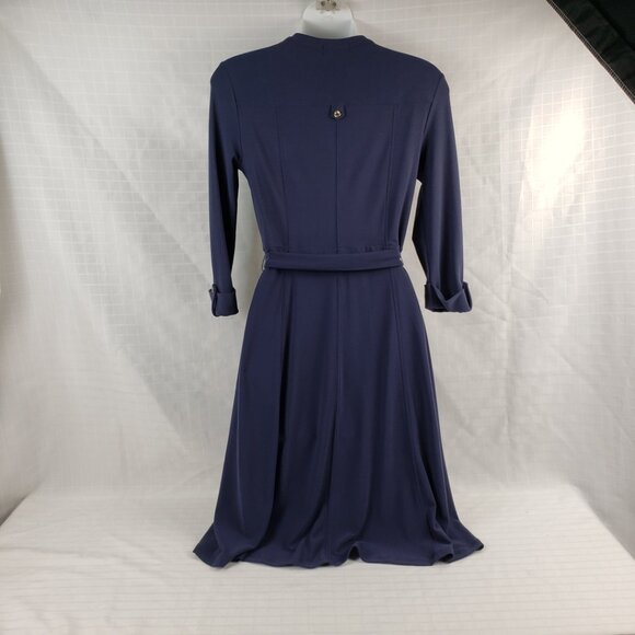 Charter Club Dress P/P Navy Blue Stretch Papillon Women Petite Belted Petite - Picture 2 of 16